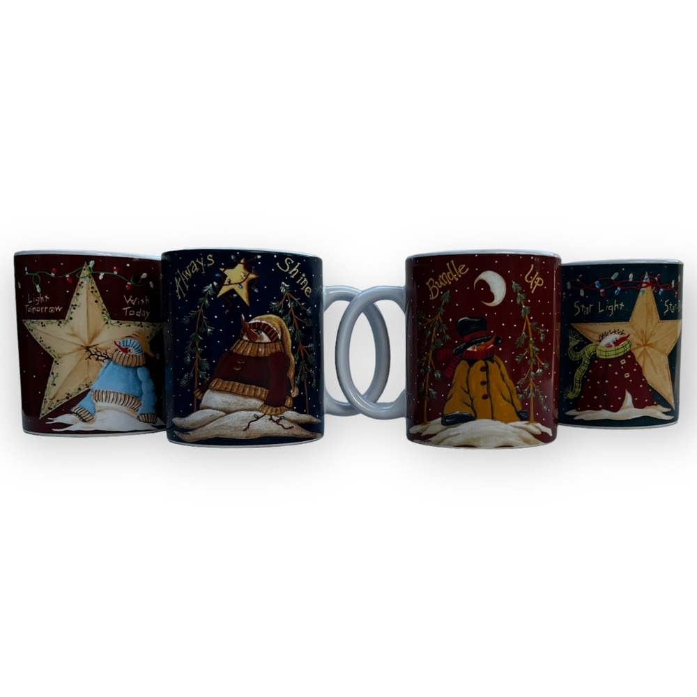 Snowman Winter, Holiday, Christmas 16 oz Ceramic Mug Set Of 4